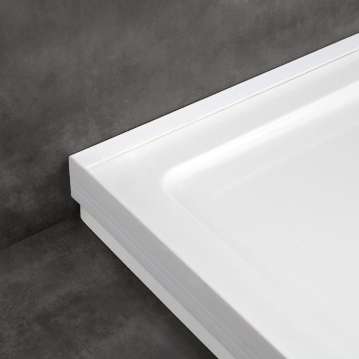 Evos Boutique shower base close up view 48 in x 32 in