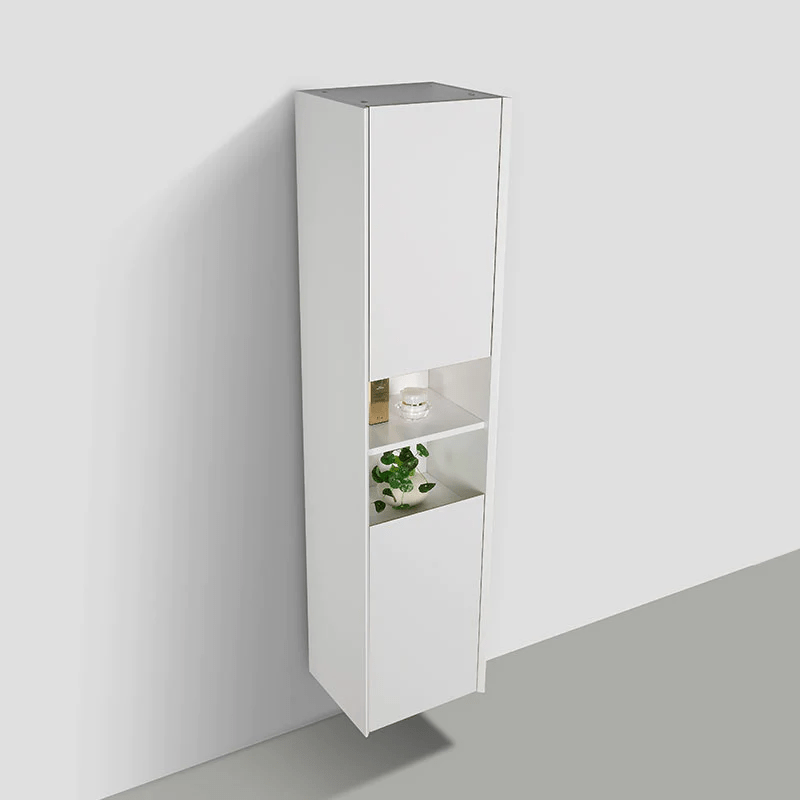 Evos Boutiques 16 in high gloss white side cabinet unit looking down
