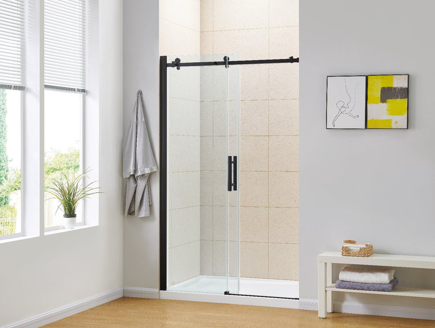 Evos Boutiques 48 in black finish glass door door open