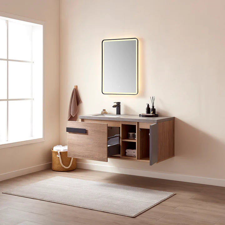 Evos Boutiques 48 in glamour oak vanity drawer open