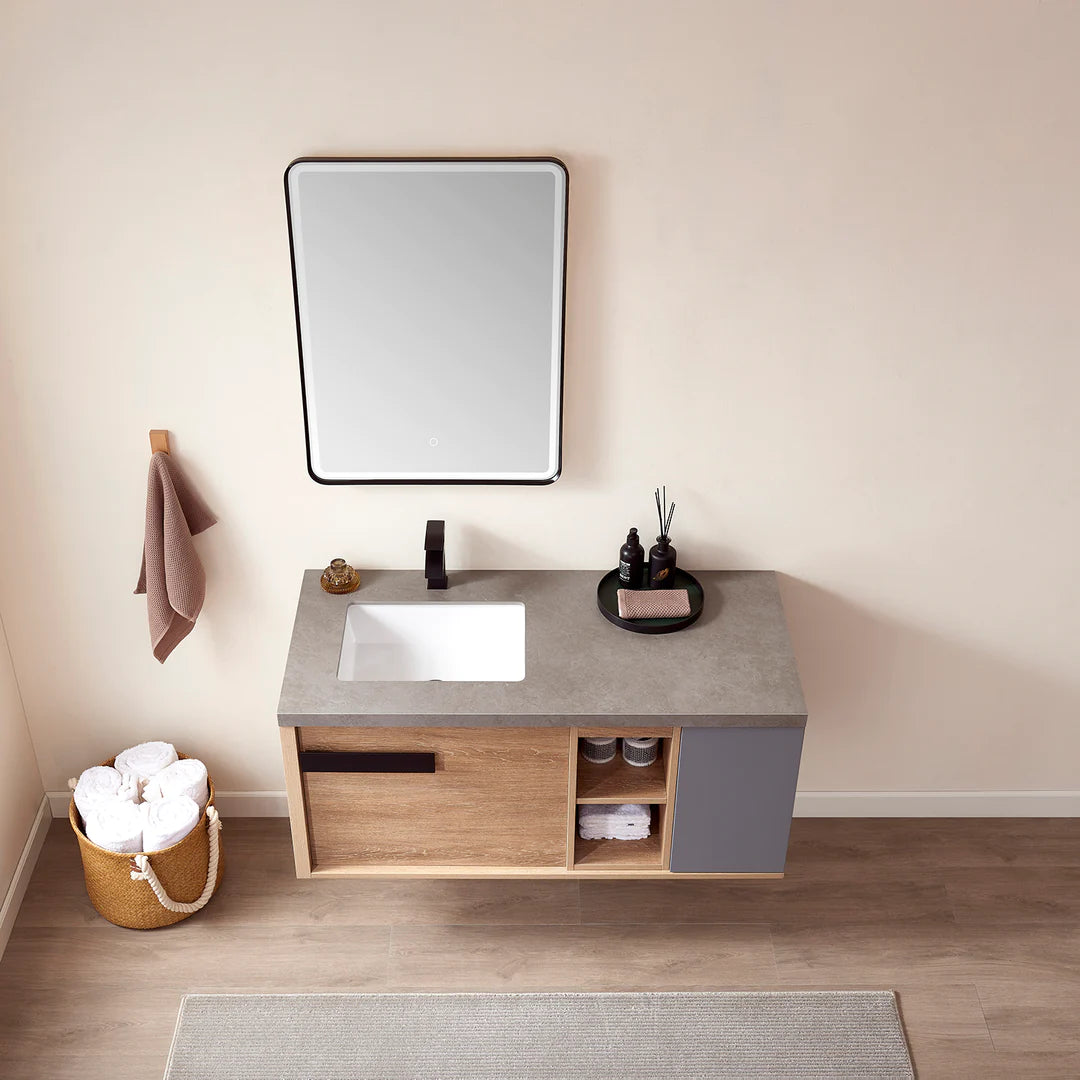 Evos Boutiques 48 in glamour oak vanity looking down