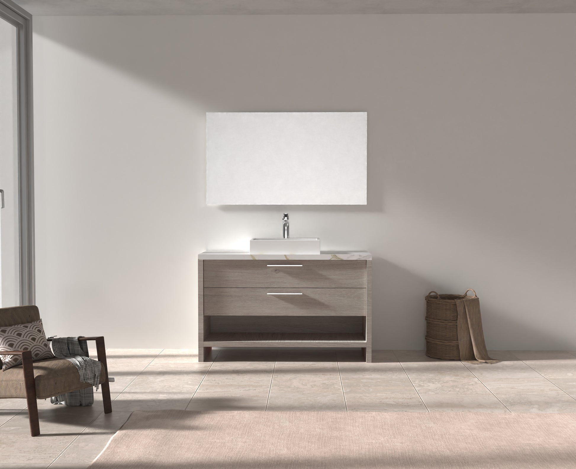 Evos Boutiques 48 in marble vanity front view