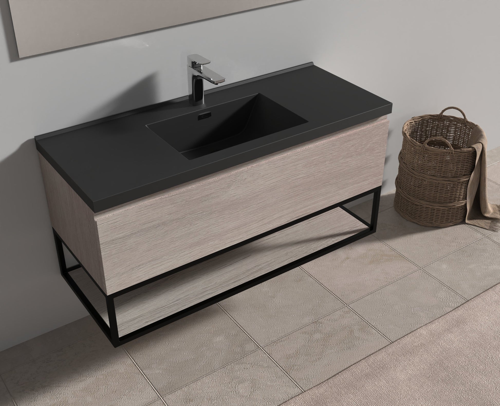 Evos Boutiques 48 in oak vanity light side view