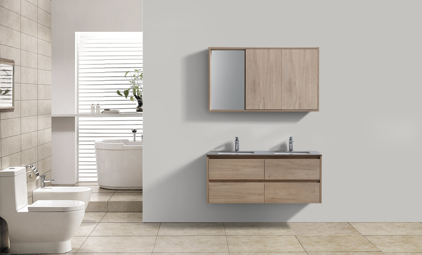 Evos Boutiques 48 oak and grey countertop