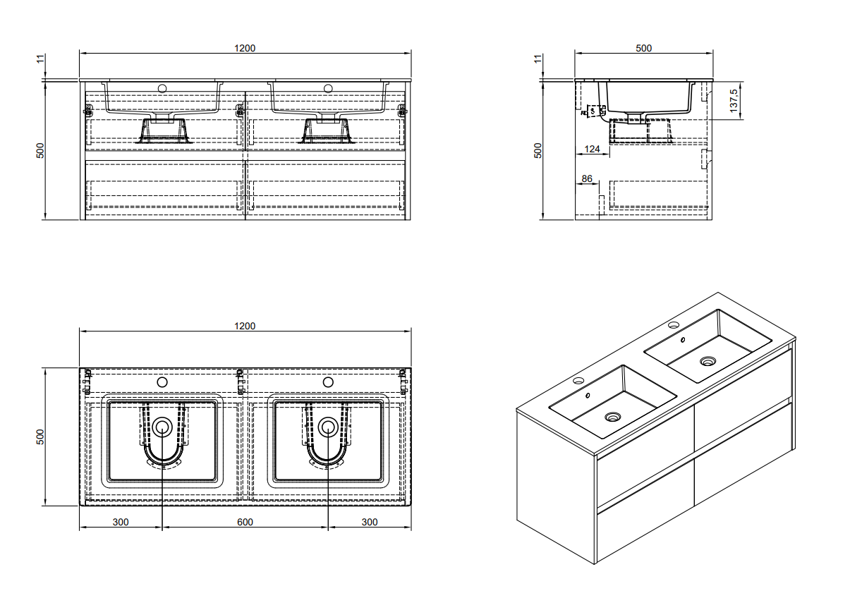 Evos Boutiques 48 oak and grey countertop diagram