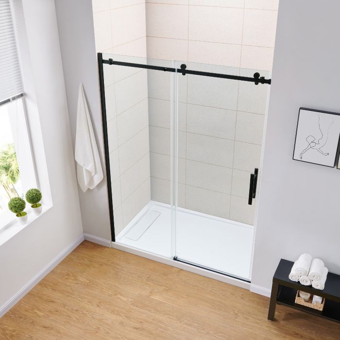 Evos Boutiques 60 in black finish glass door looking down