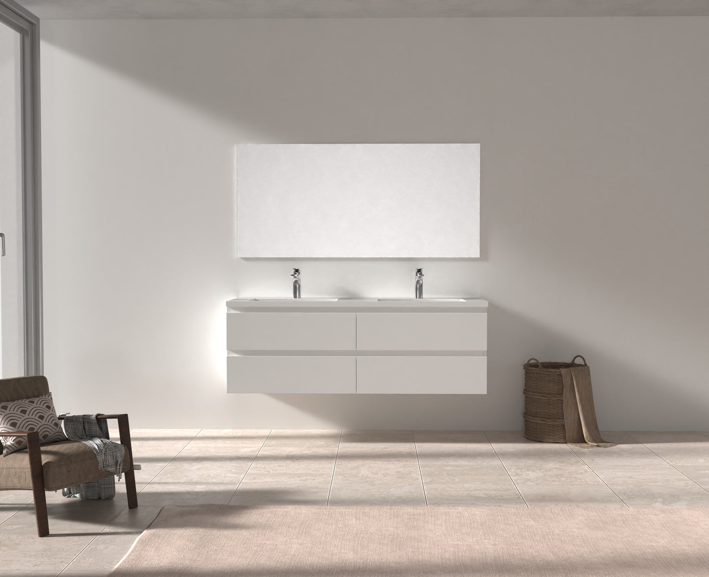 Evos Boutiques 60 inn white colour vanity drawers open