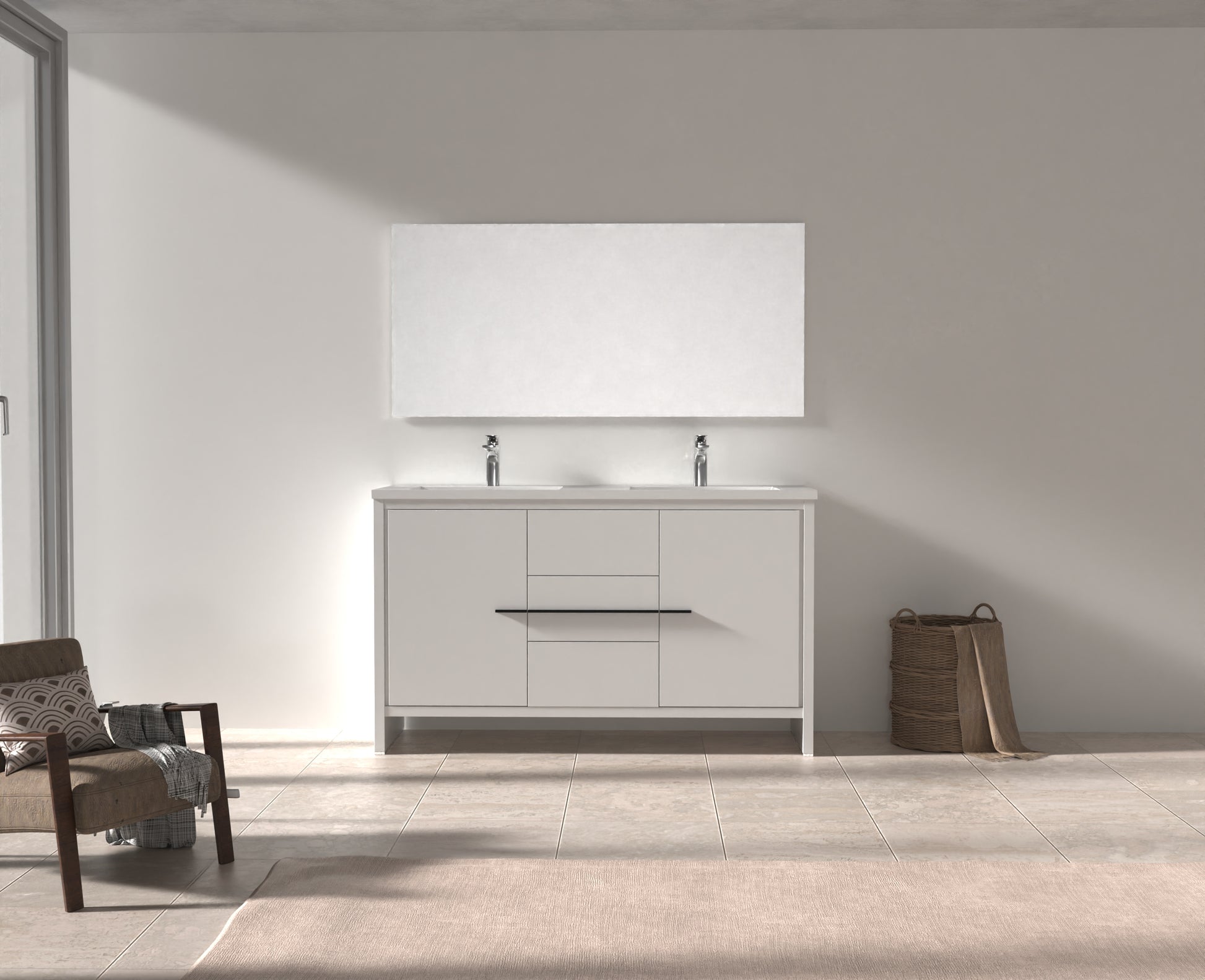 Evos Boutiques 60 in white vanity black handle