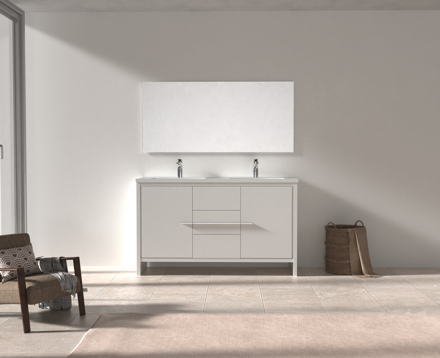 Evos Boutiques 60 in white vanity silver handle