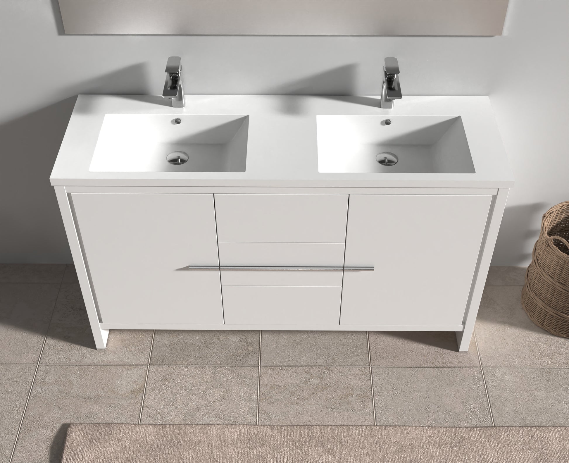 Evos Boutiques 60 in white vanity black handle zoomed