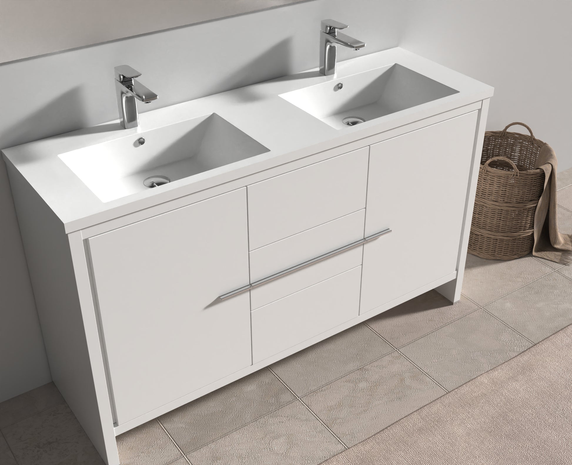 Evos Boutiques 60 in white vanity zoomed in