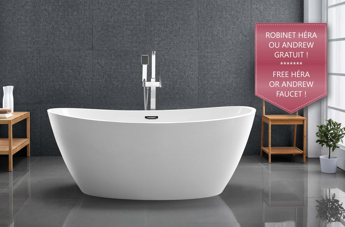 Evos Boutiques 63 in sleek freestanding tub