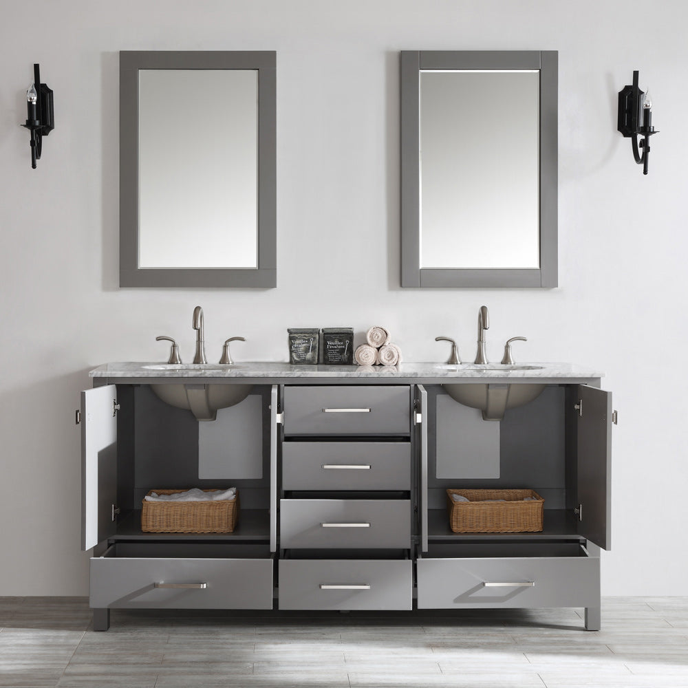 Evos Boutiques 72 in stoney grey vanity open door