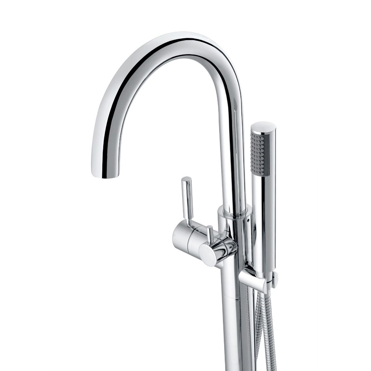 Evos Boutiques chrome freestanding sleek bath faucet left side