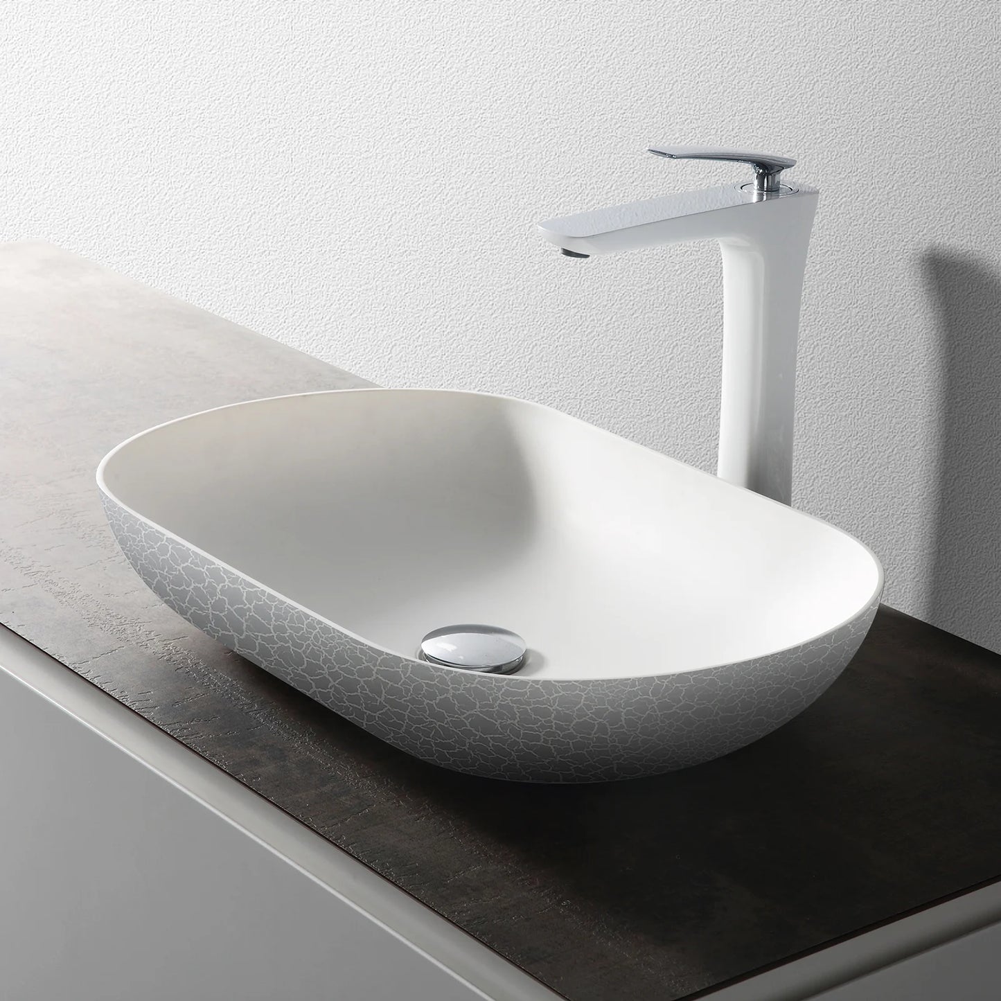 Evos Boutiques mineral cast countertop washbasin side view
