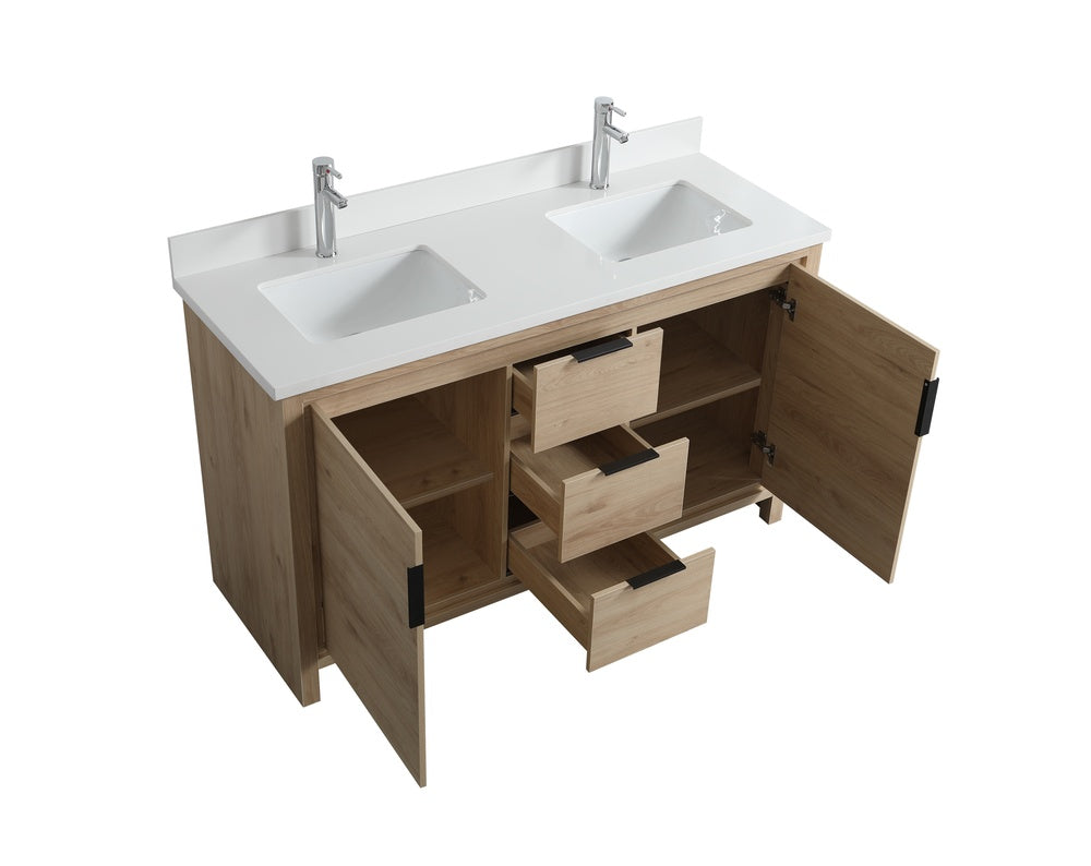 Evos Brand Vanity Seto 60" Double Vanity Open Drawers View