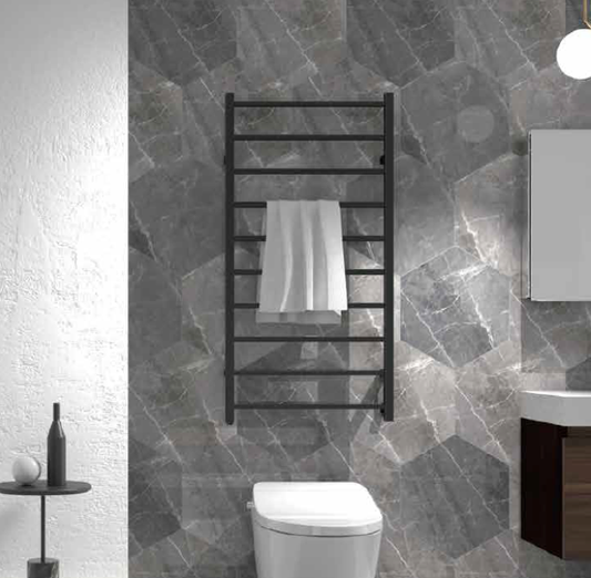 Matte black electric towel warmer