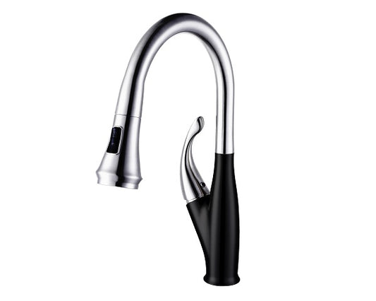 One Handle Pull out Robinet de cuisine with Black & Chrome