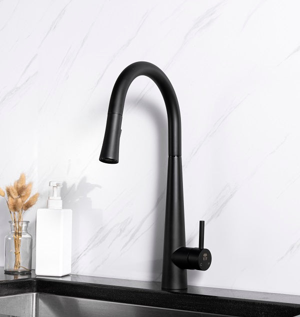 Robinet de cuisine à capteur tactile avec tirette noir mat