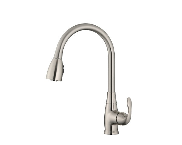 Robinet de cuisine à tirette en nickel brossé