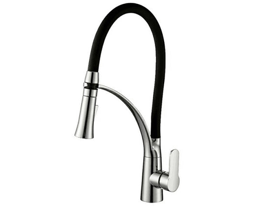 Robinet de cuisine à tirette simple avec ressort poignée unique tuyau silicone noir