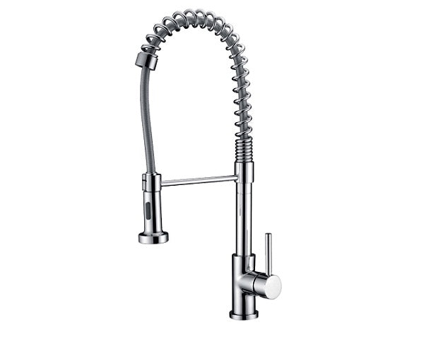 Robinet de cuisine à tirette simple avec ressort chrome