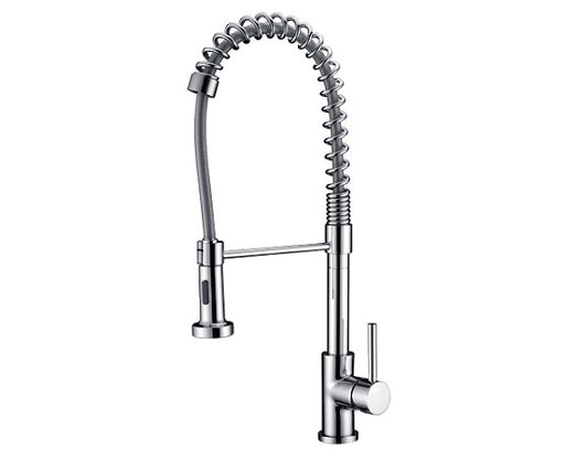 Robinet de cuisine à tirette simple avec ressort chrome