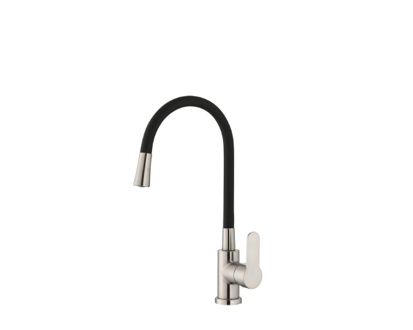 Single Handle Faucet for Small Kitchen with Flexible Black Silicone