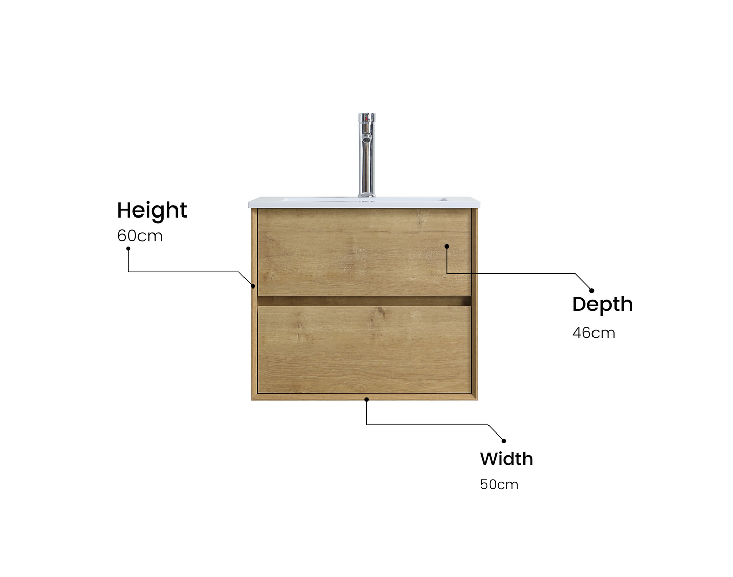 evos expect vanite 24" or deux tiroirs tiroirs details