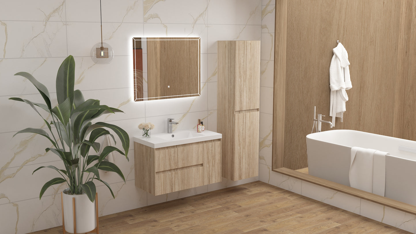 vanite 36" simple chene pale installation murale flottante