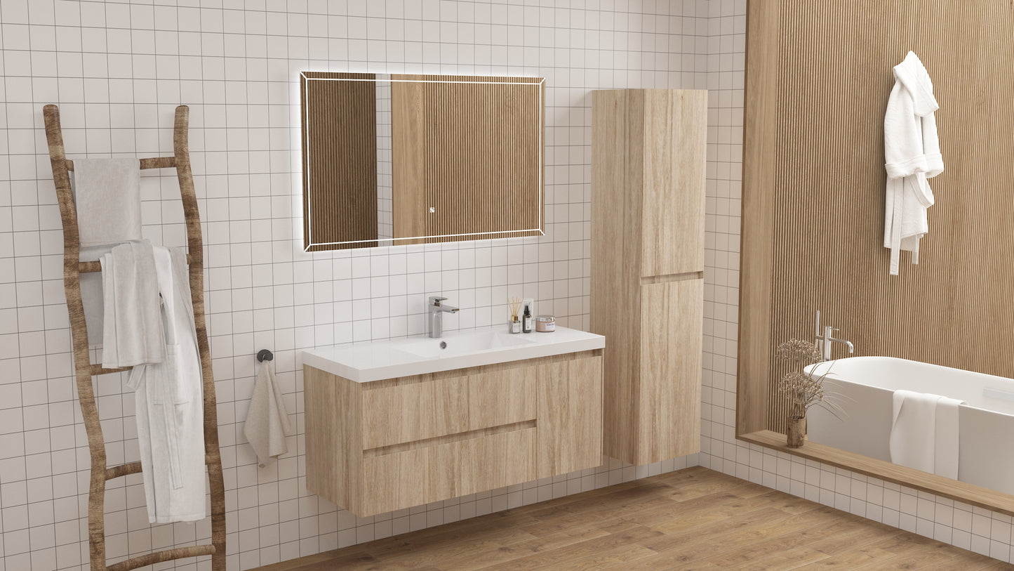 vanite simple chene pale installation murale flottante