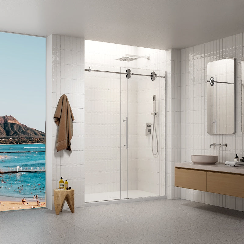 La Quintessence I Chrome Porte de douche Alcove Installation W/ Magnetic kit, 12mm.