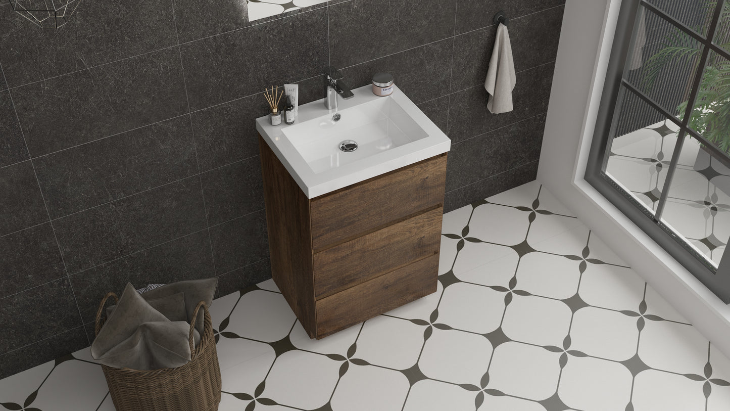 mitag 24" noyer 3 tiroirs vanite autoportant