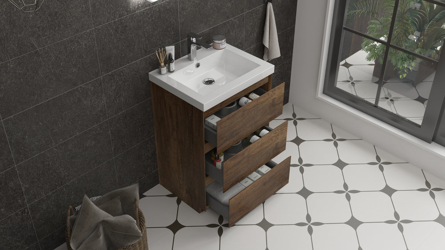 mitag 24" noyer 3 tiroirs vanite autoportant