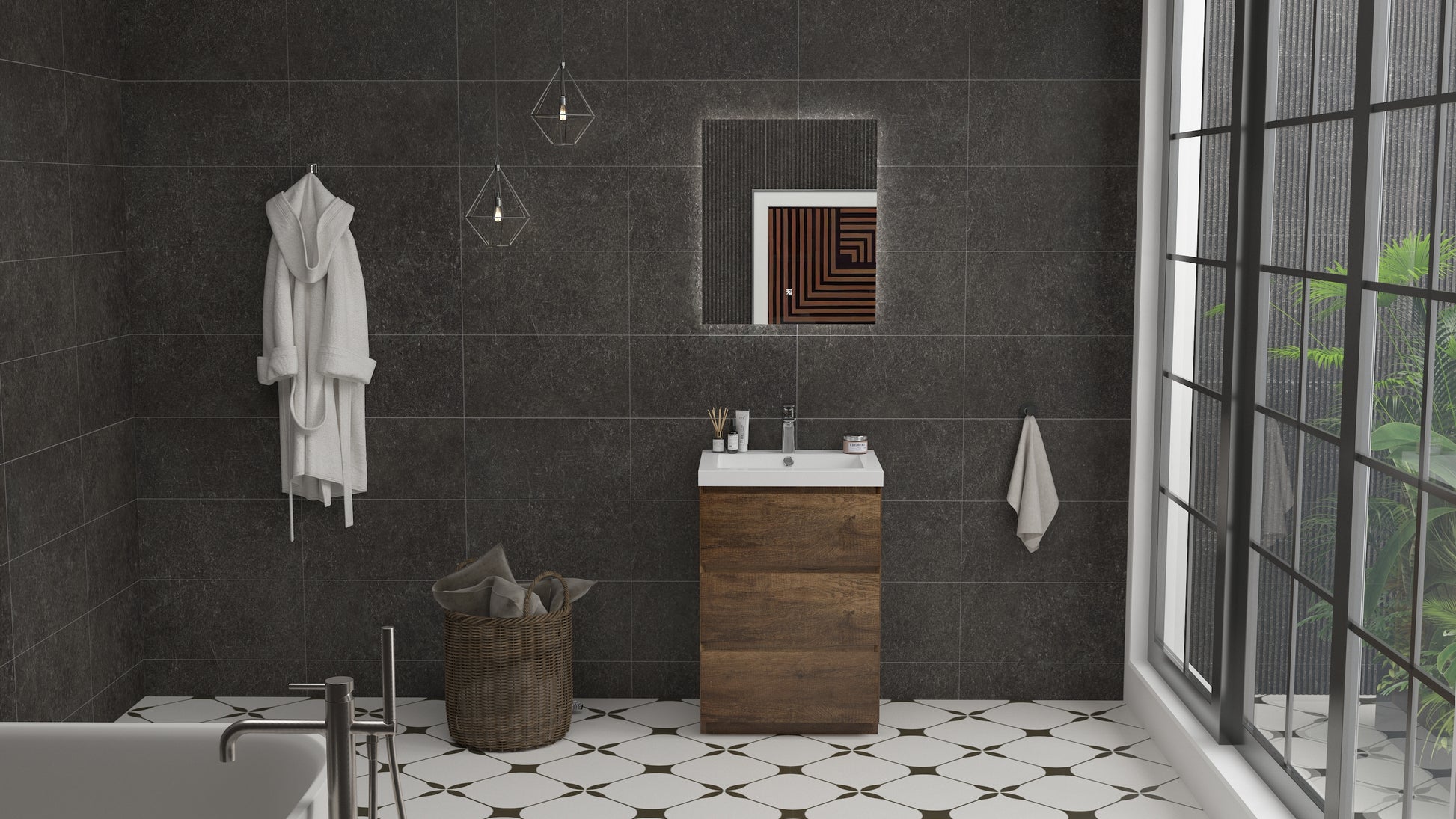 mitag 24" noyer 3 tiroirs vanite autoportant