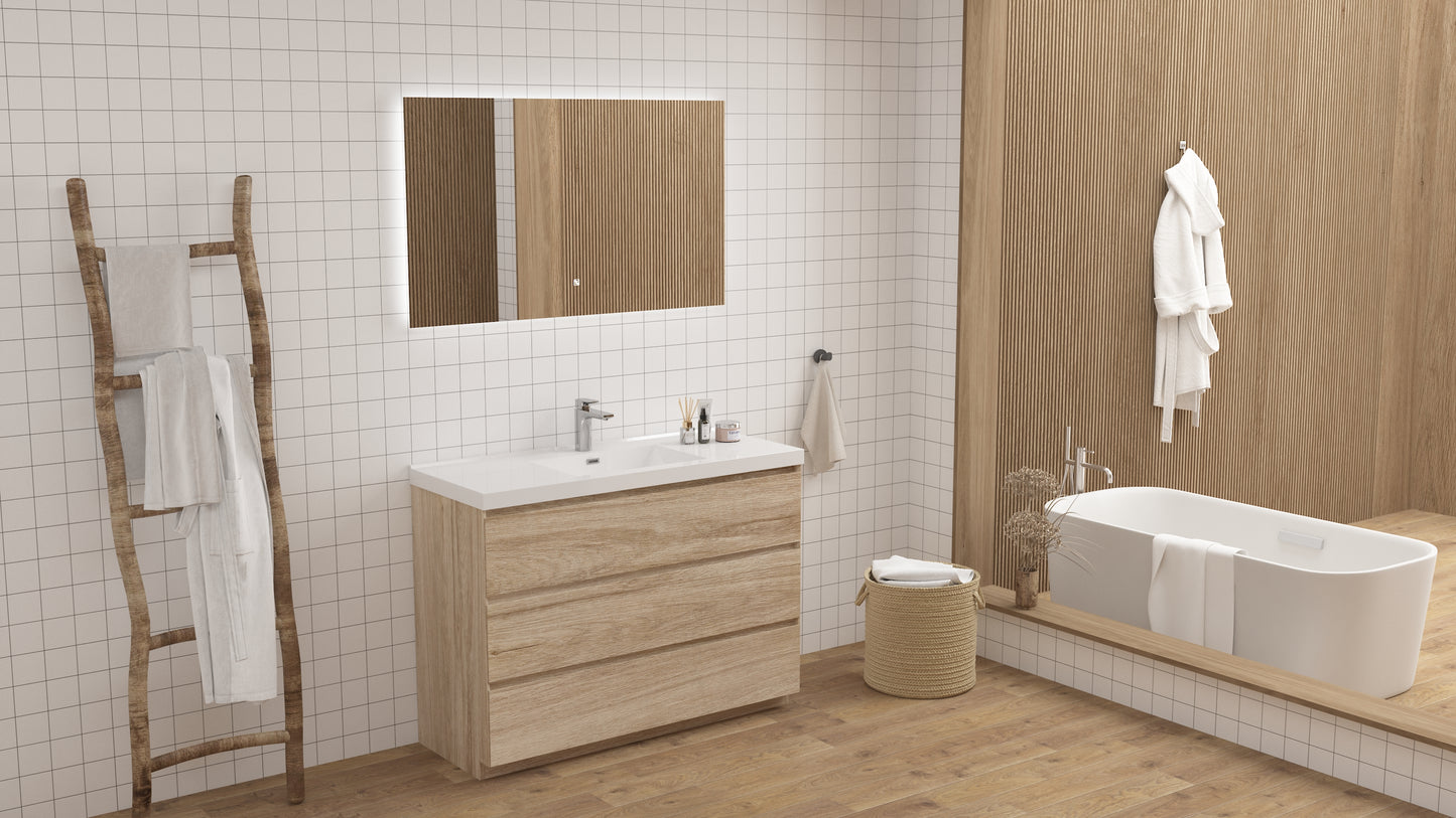 mitag 48" chene pale 3 tiroirs vanite autoportante