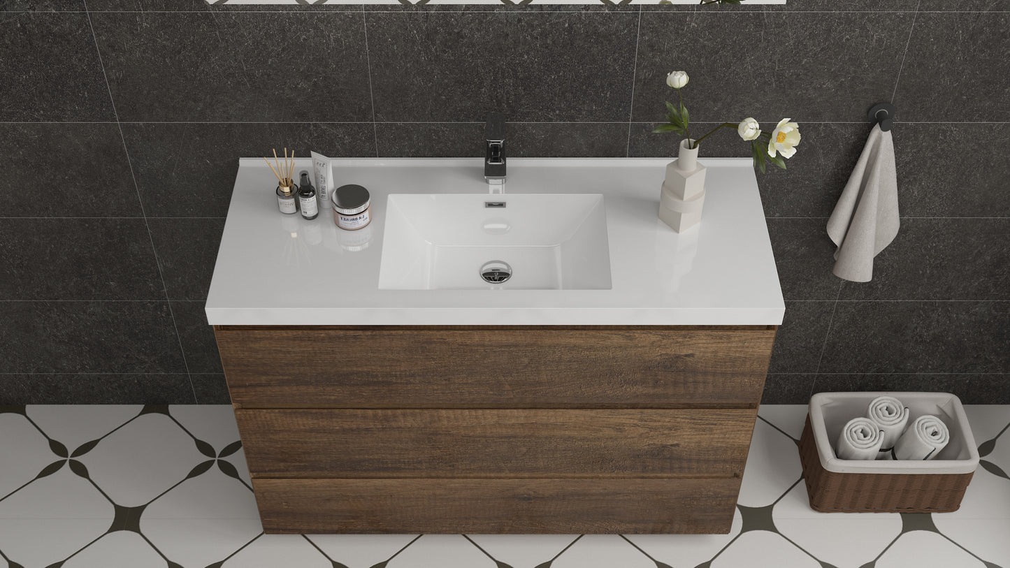 mitag 48" noyer 3 tiroirs vanite autoportante