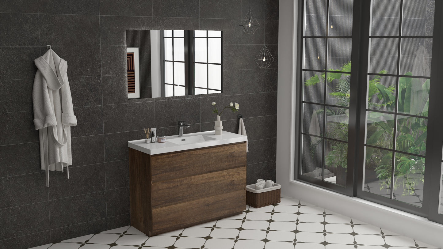 mitag 48" noyer 3 tiroirs vanite autoportante