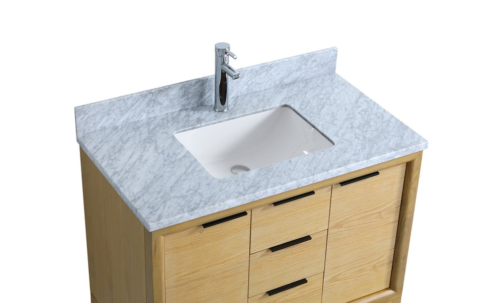 vanite magnific 40" vue haut deux placards trois tiroirs marbre