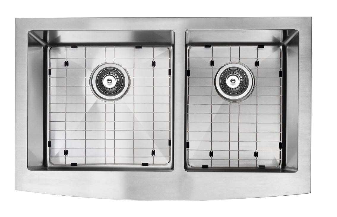 Évier de cuisine à tablier double en acier inoxydable de style campagnard (33 x 20 po) (60/40)