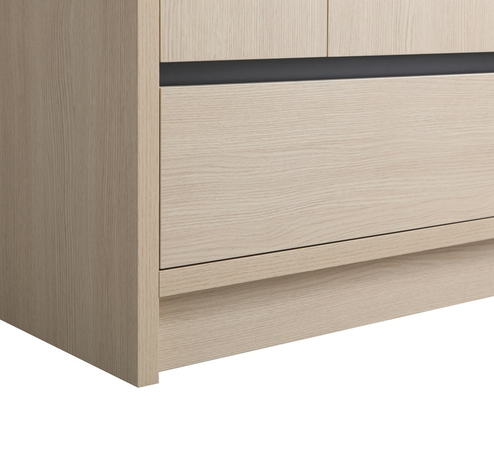 Surprise Vanité 40" cabinet chêne blanc et bassin de résine vue bas