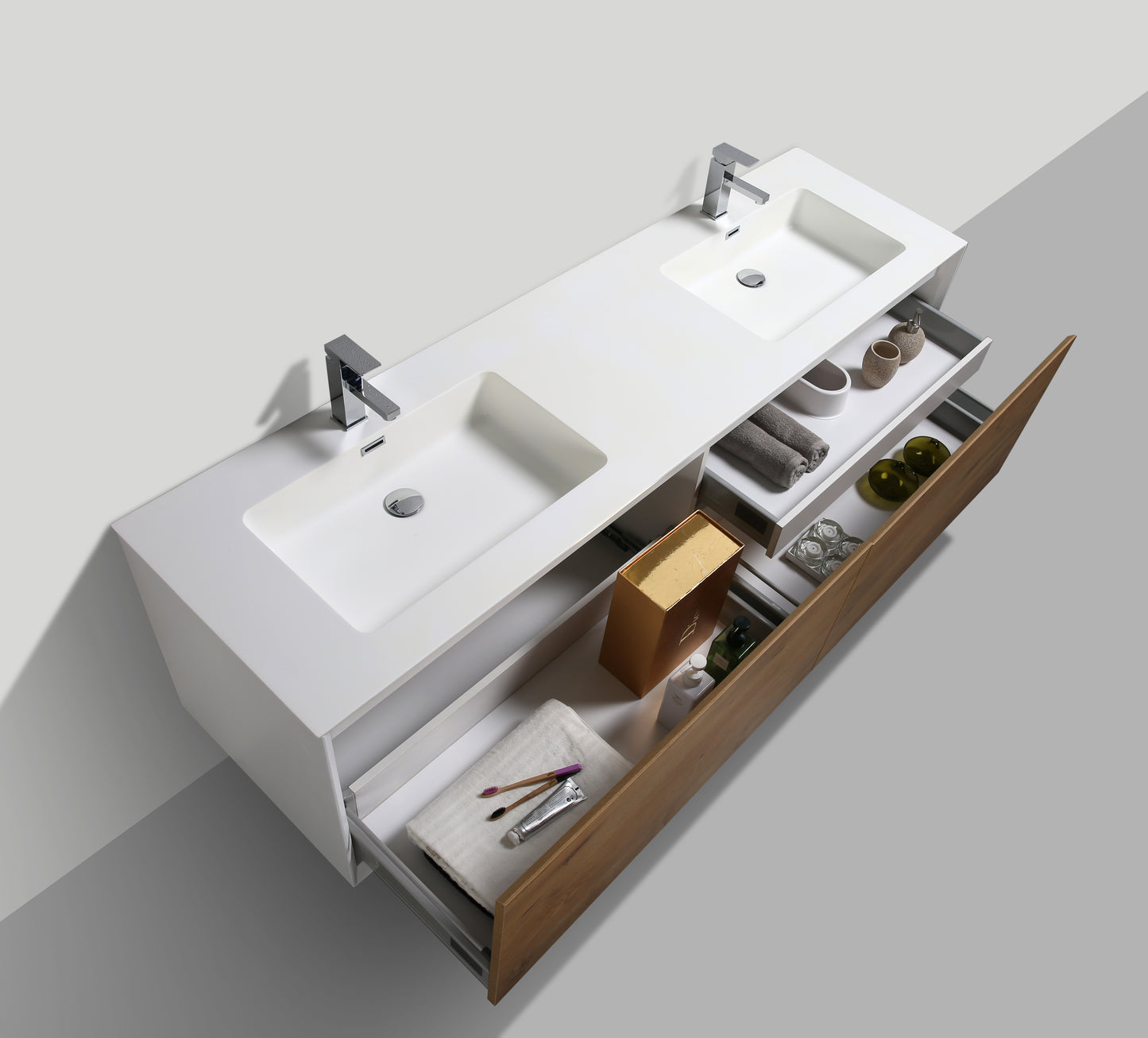 Flores 60" - Matte White + F.Oak