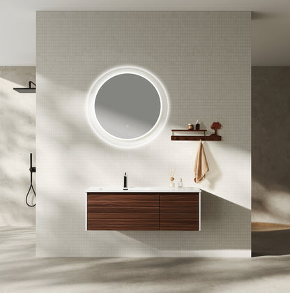 Agave 48" Wall-Mounted  Vanity — Matte White & Dark Walnut (Précommande  ARRIVAGE Novembre 2025)