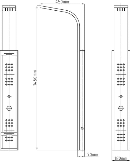 Evos Boutiques Brass hand-held shower wand 7x2.8x57 diagram