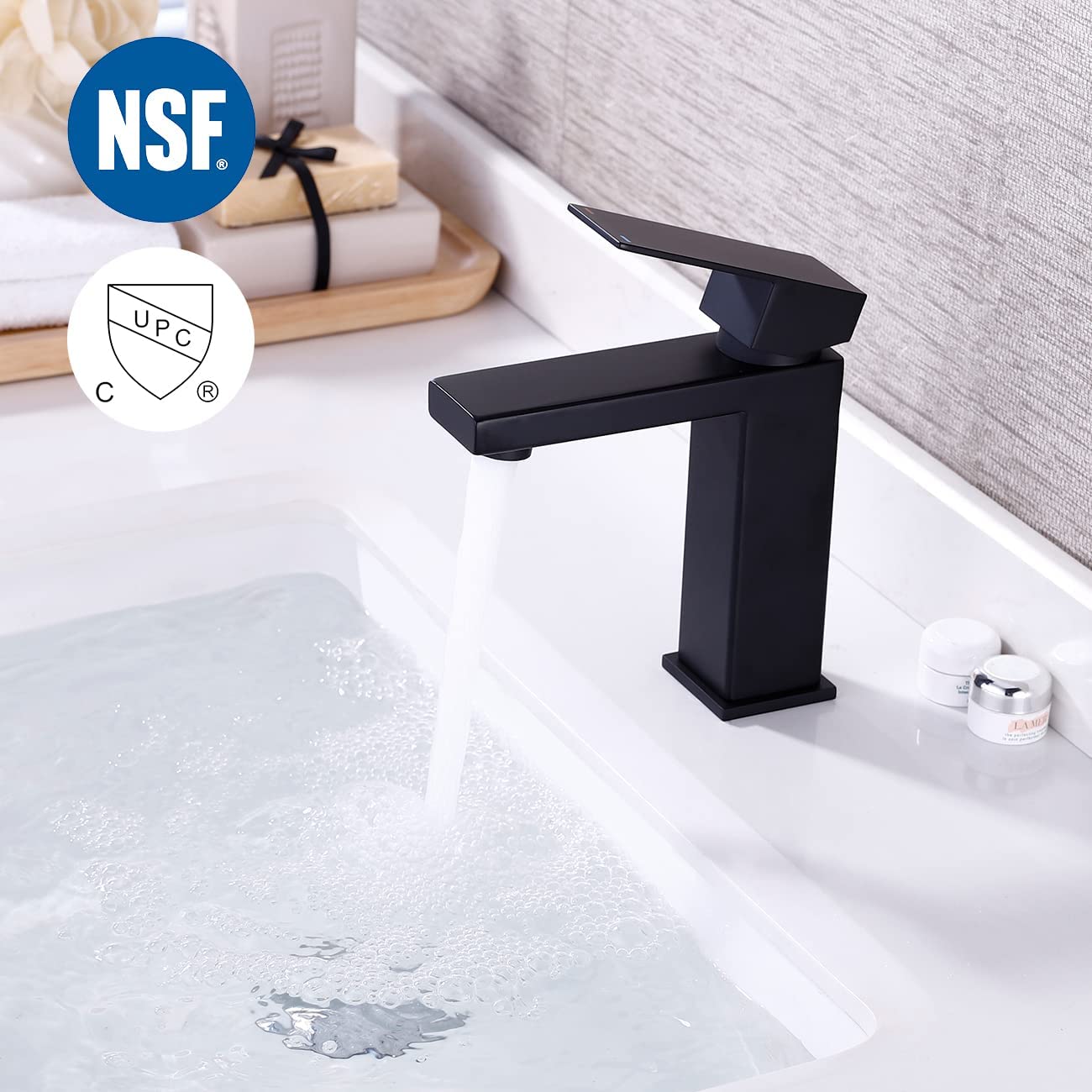 Evos Boutiques 4.3 in matte black faucet running water