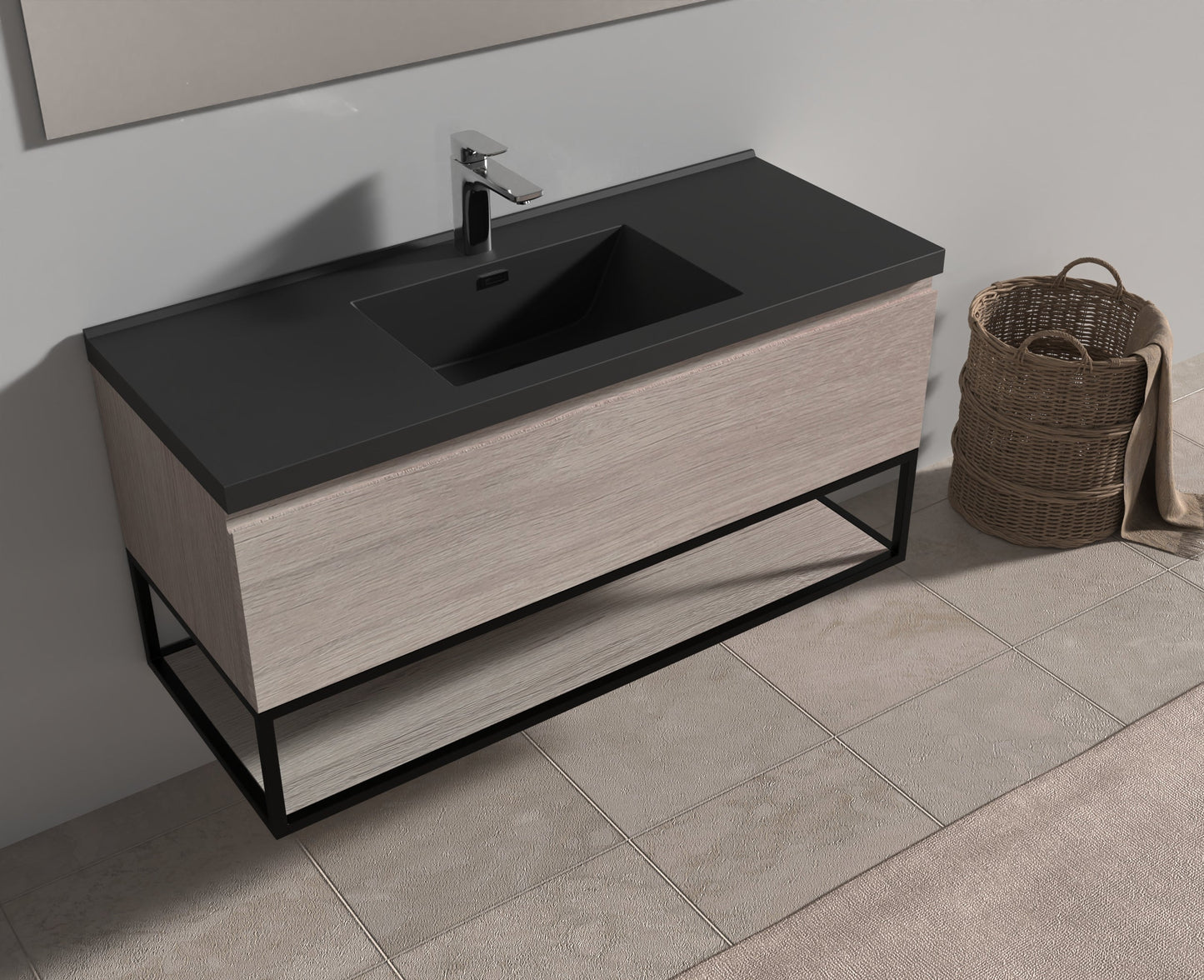 Evos Boutiques 48 in oak vanity light side view