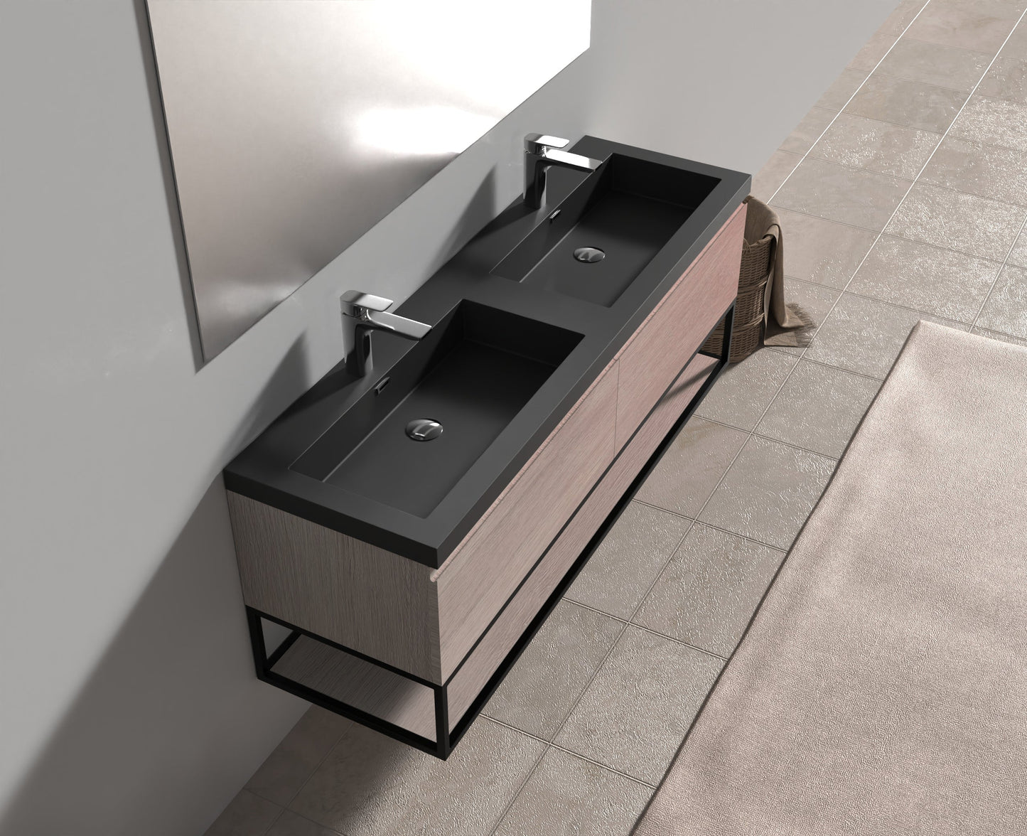 Evos Boutiques 63 in black countertop vanity looking down