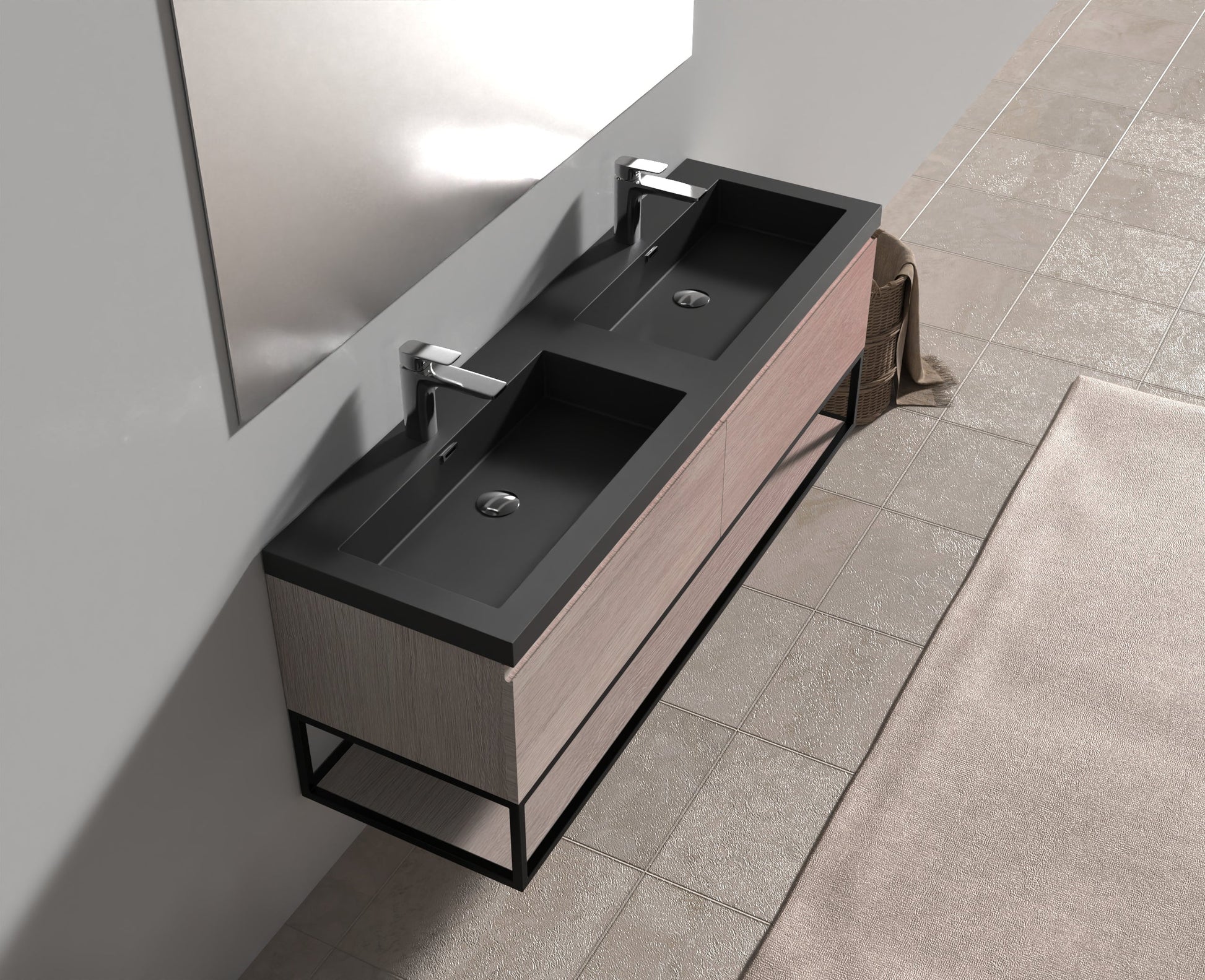 Evos Boutiques 63 in black countertop vanity looking down