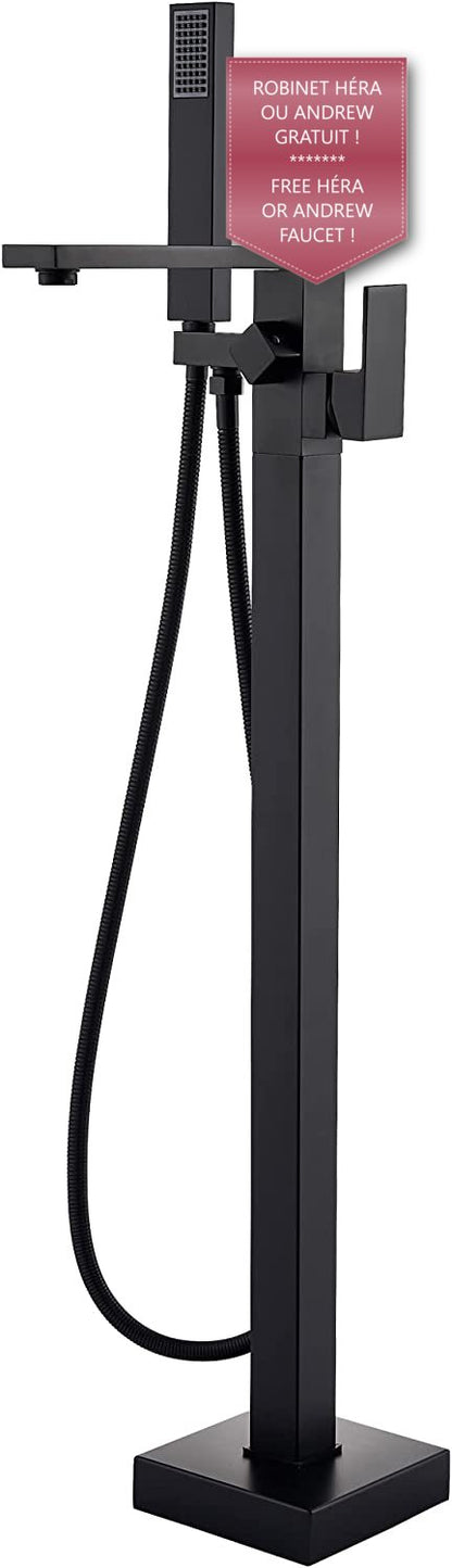 Evos Boutiques 63 in sleek freestanding tub black faucet