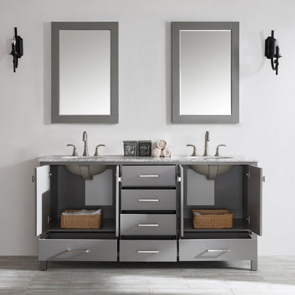 Evos Boutiques 72 in stoney grey vanity  open door 